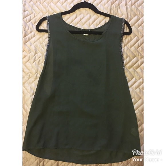 Edgy tank top for going out in olive green - Picture 1 of 4