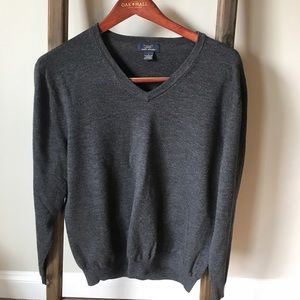 Grey V-Neck Brooks Brothers Merino Wool Sweater