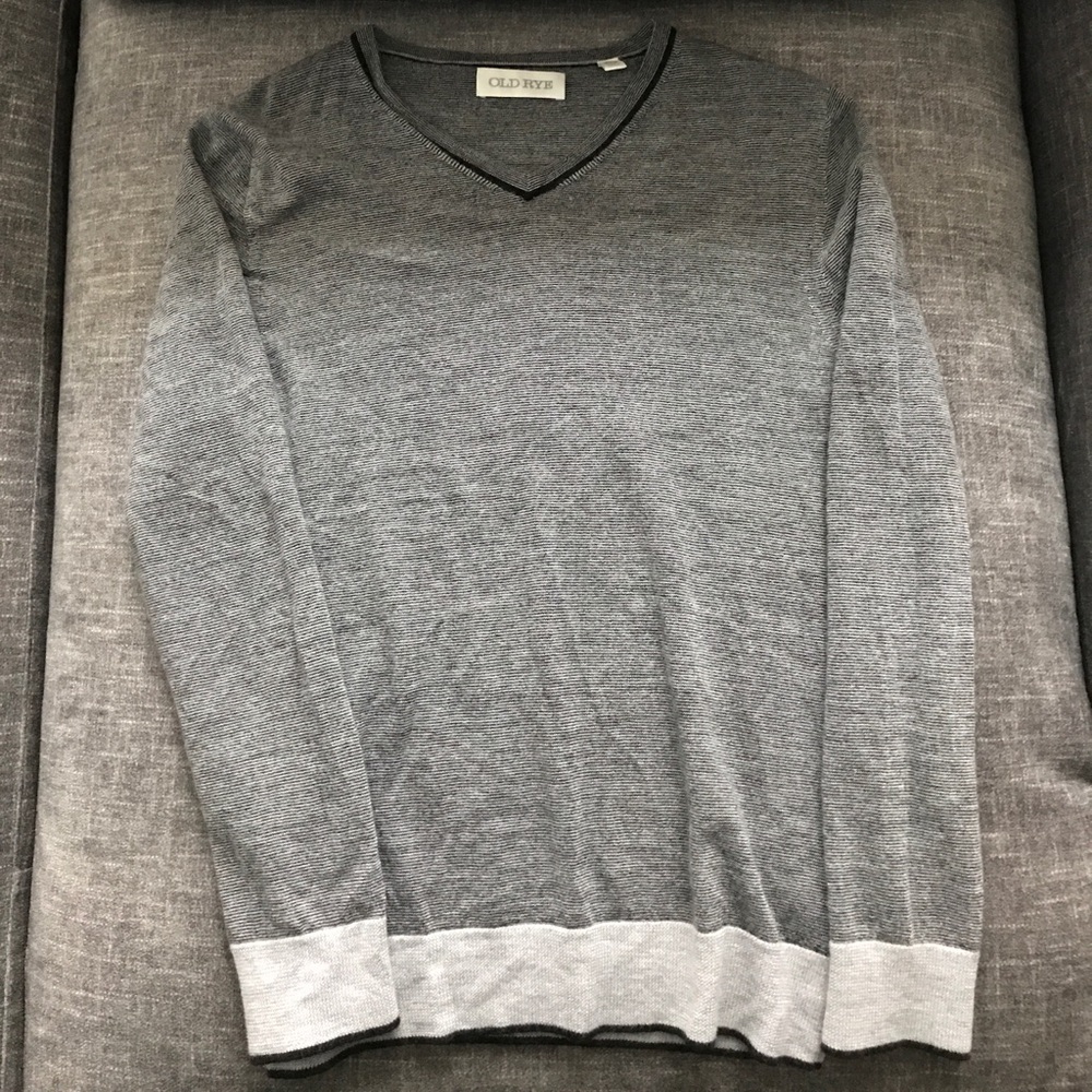 men’s old rye sweater grey medium very trim fit