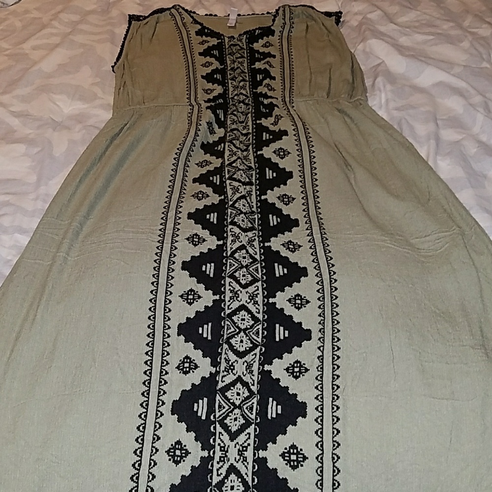 Olive and black maxi dress