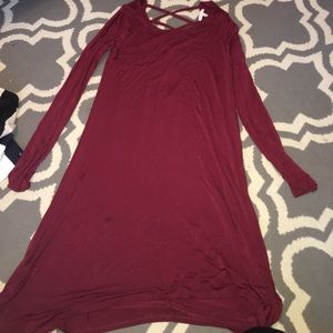Long sleeve maroon dress