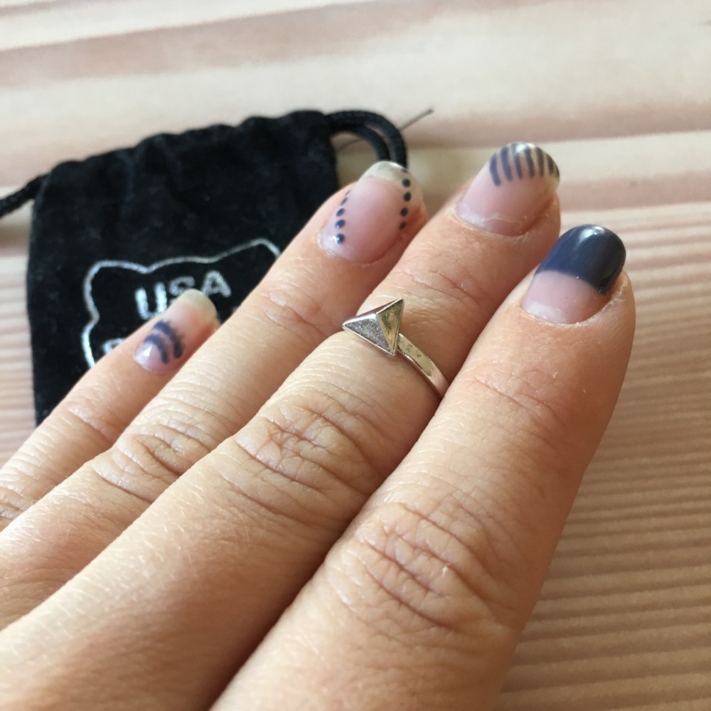 Sterling Silver Pyramid Stud Midi Ring