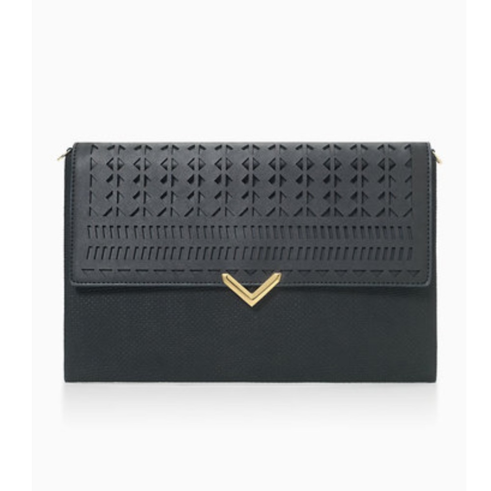 Stella & Dot City Slim Clutch -- Black Perf