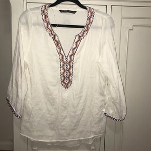 NWOT Zara Boho Top with Beading Embroidery