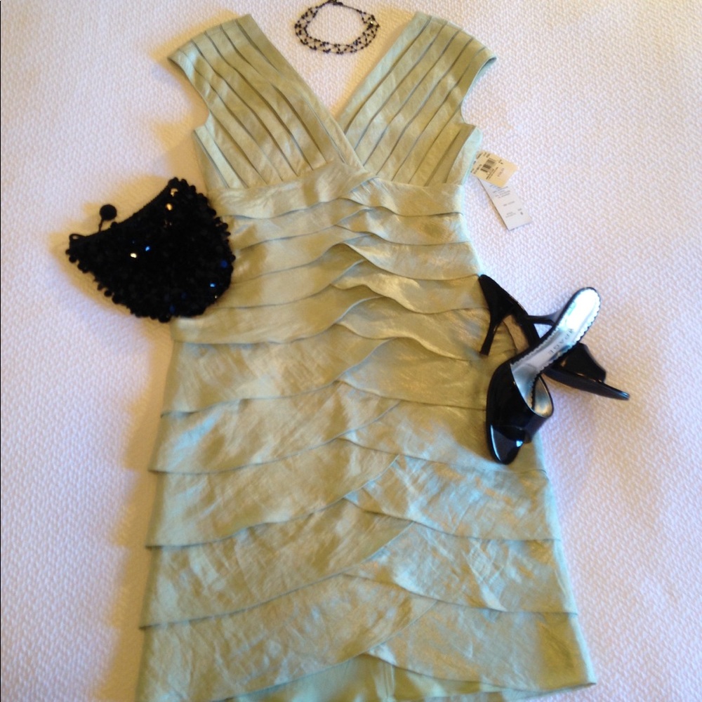 ADRIANNA PAPELL AQUA GREEN COCKTAIL DRESS SZ 6