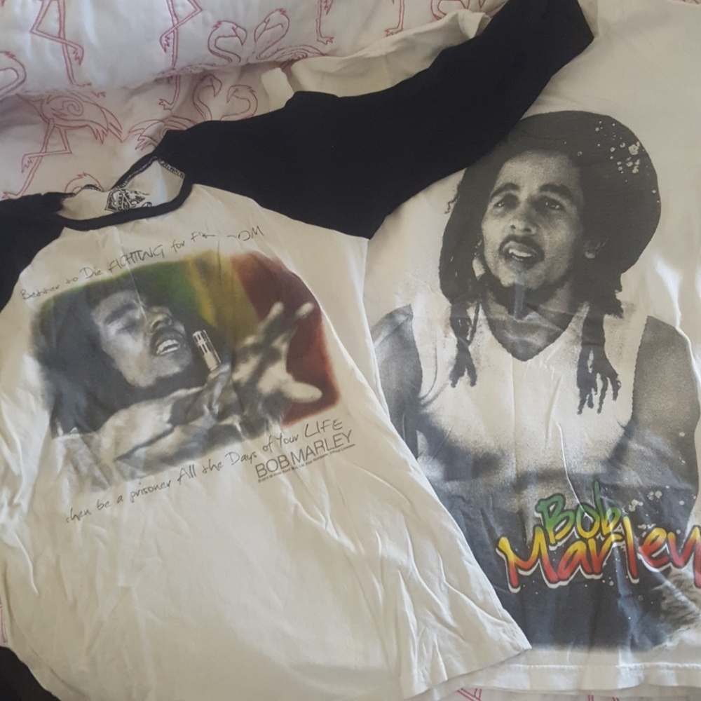 2 vintage style Bob Marley shirts