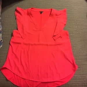 Red short-flutter sleeve top