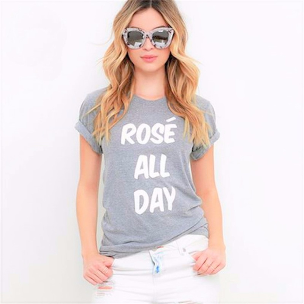 Rosé All Day Graphic Tee, Light Heathered Gray