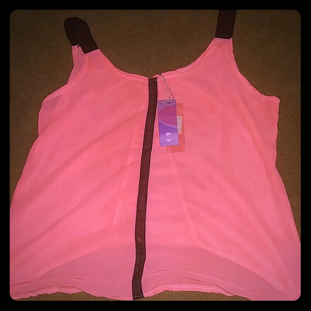 See through pink rise up in the back blouse