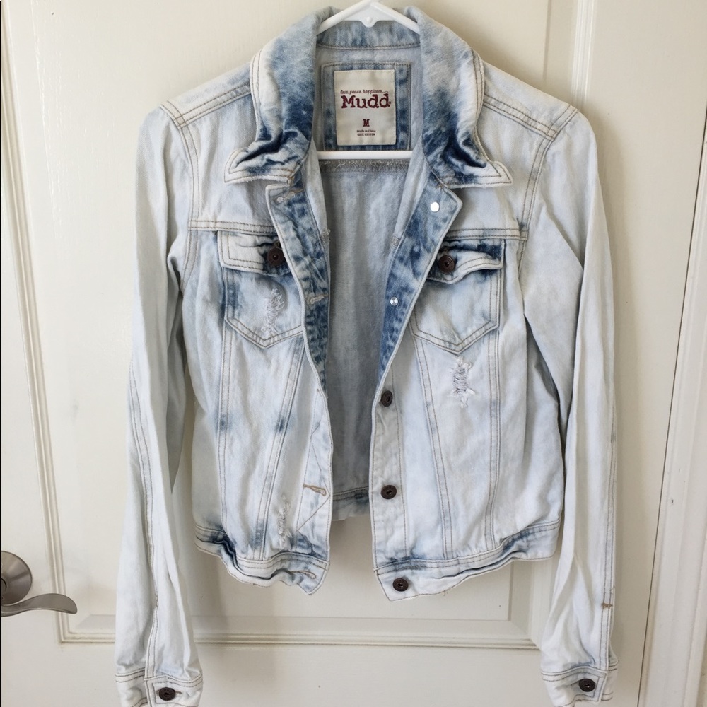 Bleached distressed denim jacket