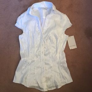 Zara white/silver stripes shirt Small