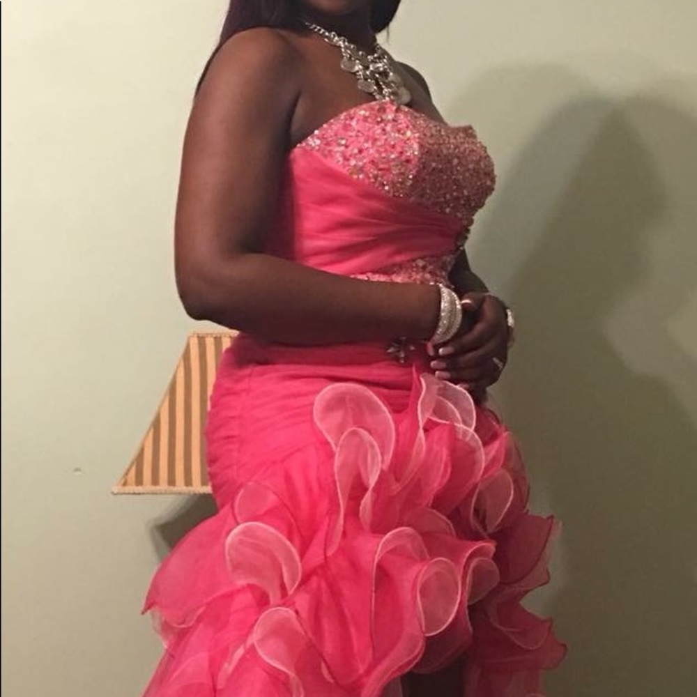 Long Pink Evening Dress Neblon