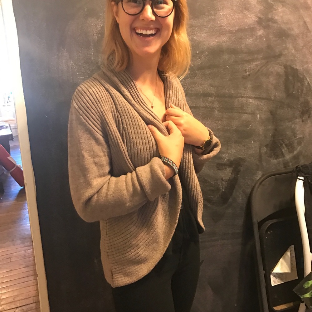 Knit cardigan in taupe