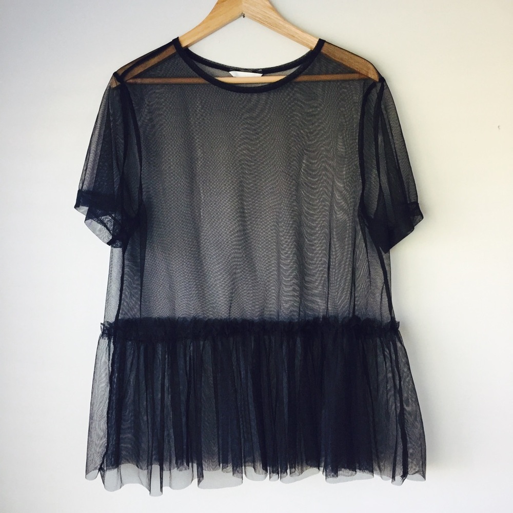 H&M Mesh Tunic Top Sheer XS/S