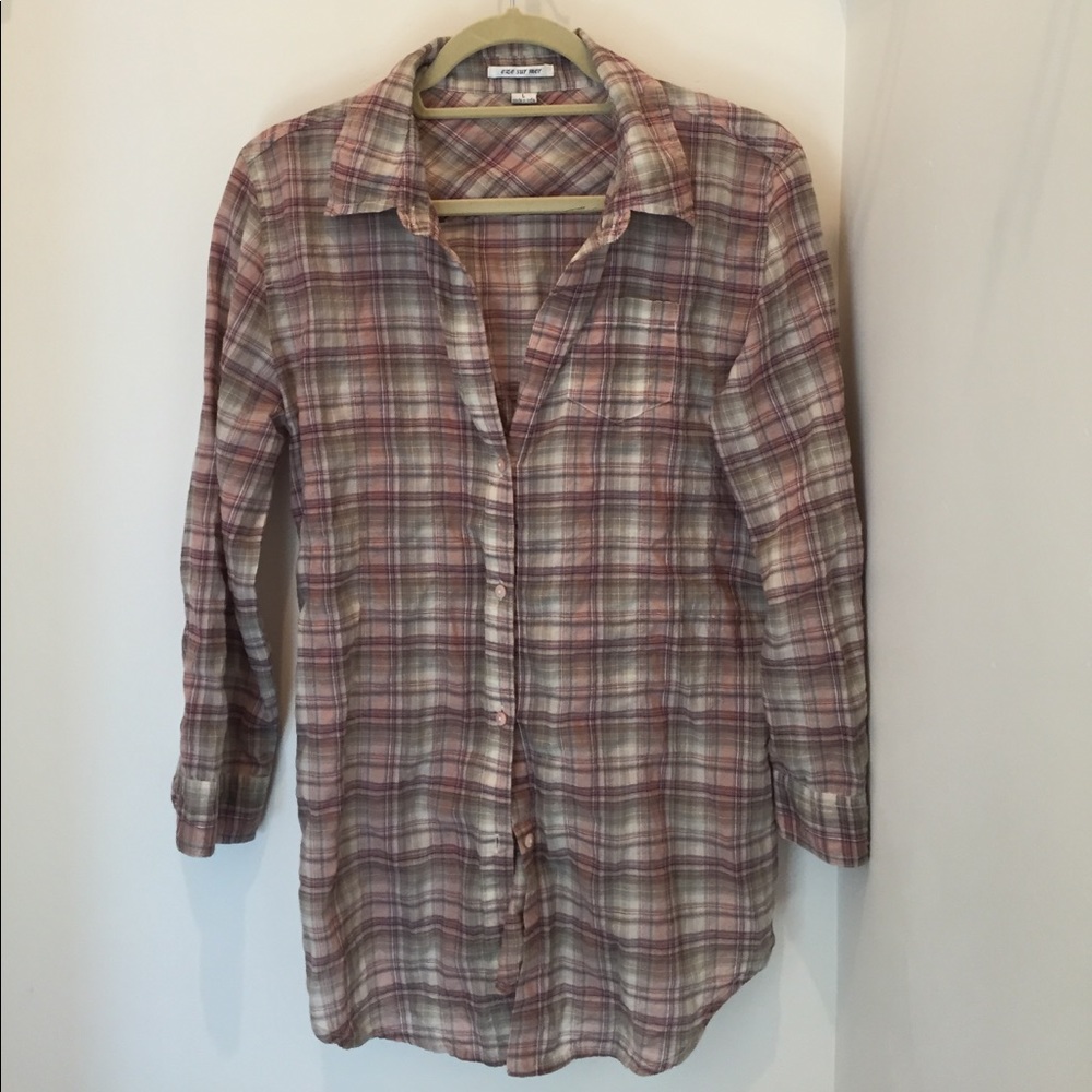 Plaid button down with cute back detail