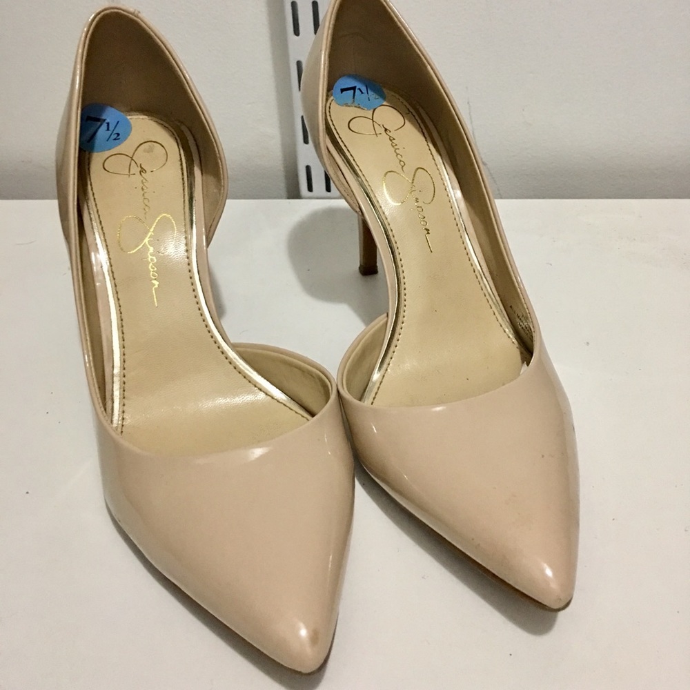 Jessica Simpson patent leather tan heels