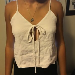 White shirt ties in the front