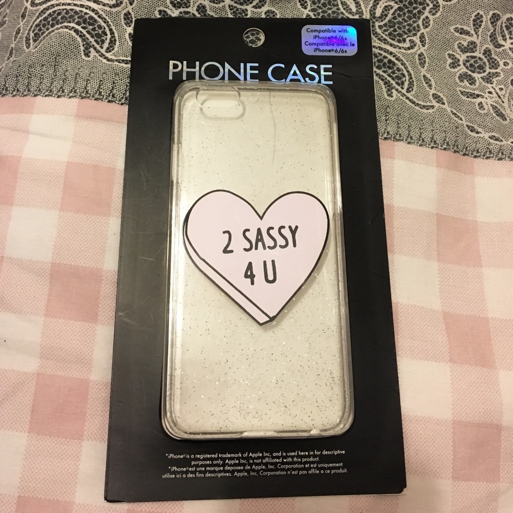 Cute IPhone 6/6s Glitter Heart Case "2 Sassy 4 U"