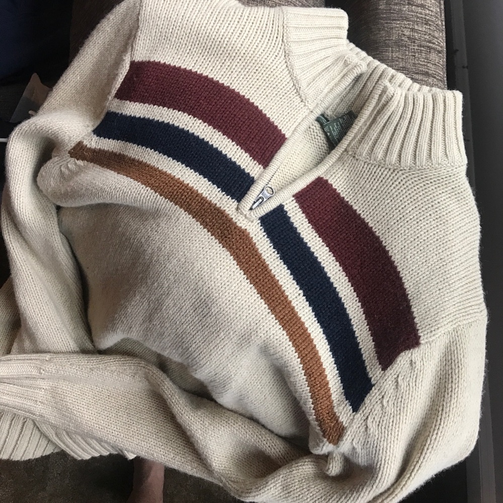 Cream L Eddie Bauer Quarter Zip Sweater