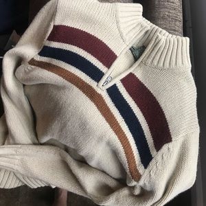 Cream L Eddie Bauer Quarter Zip Sweater