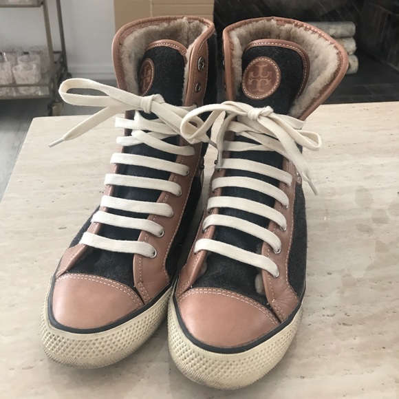 shearling lined high top sneakers