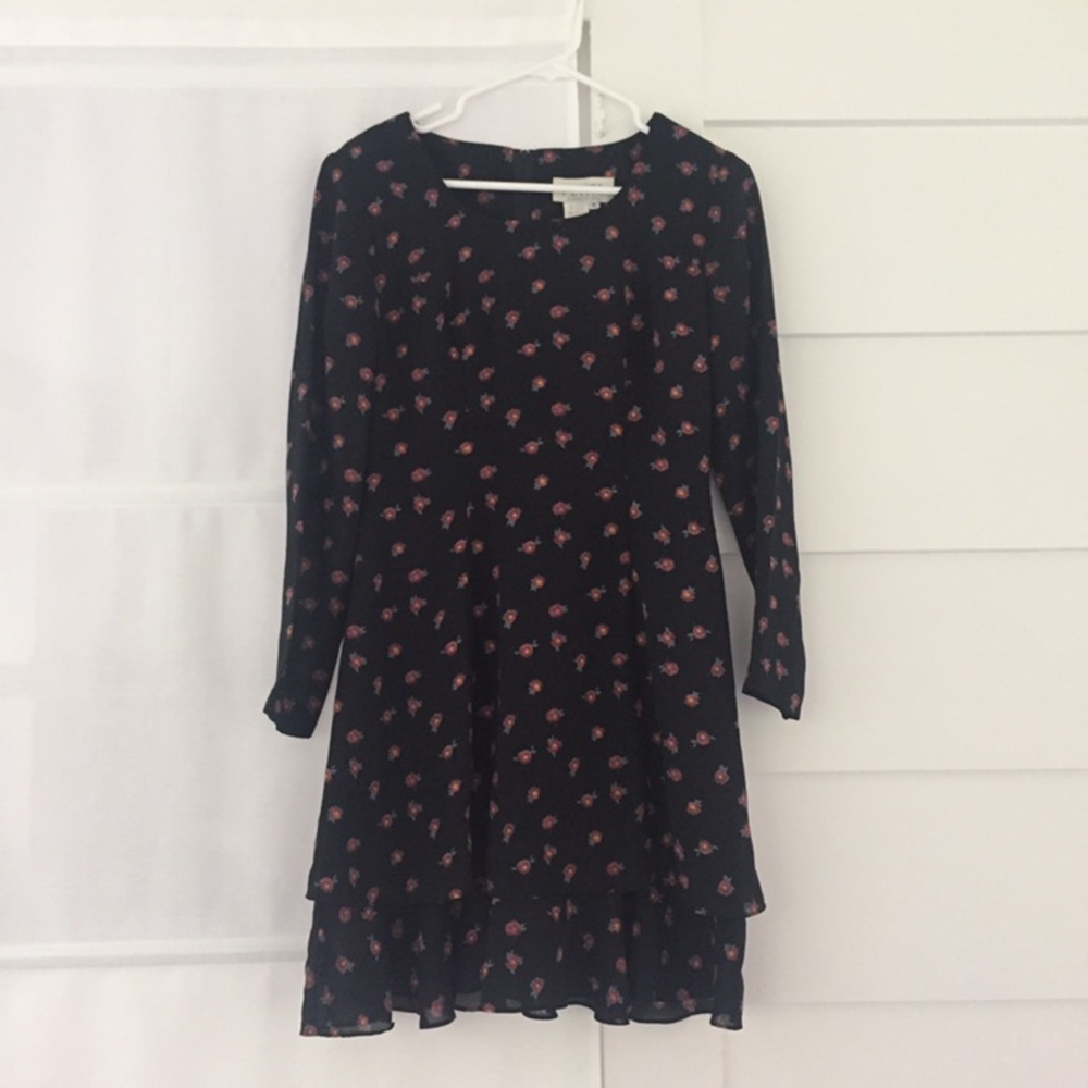 Petit Quarter Sleeve Floral Print Dress