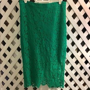 Green Lace Bardot Pencil Skirt Size 6
