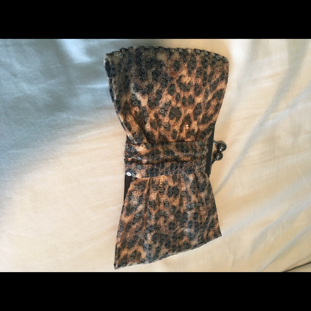 Betsy Johnson Leopard Bow Clutch