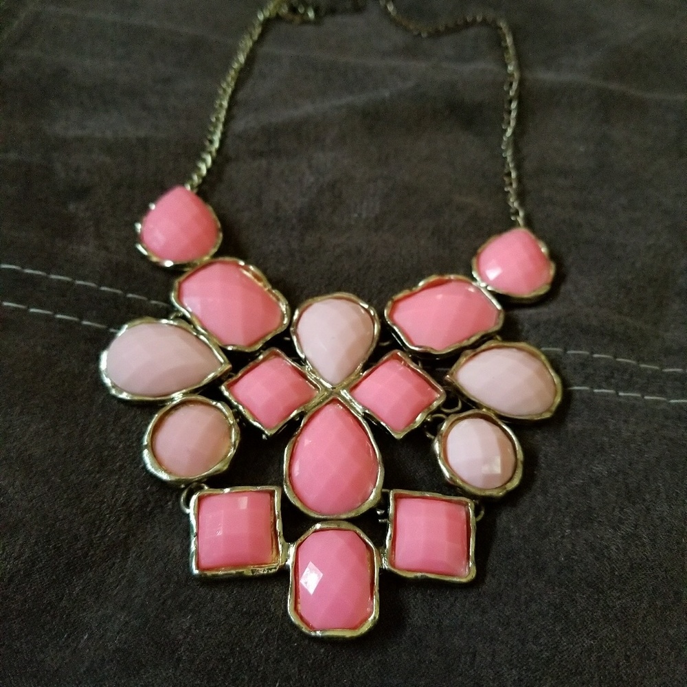 Light and dark pink statement necklace.