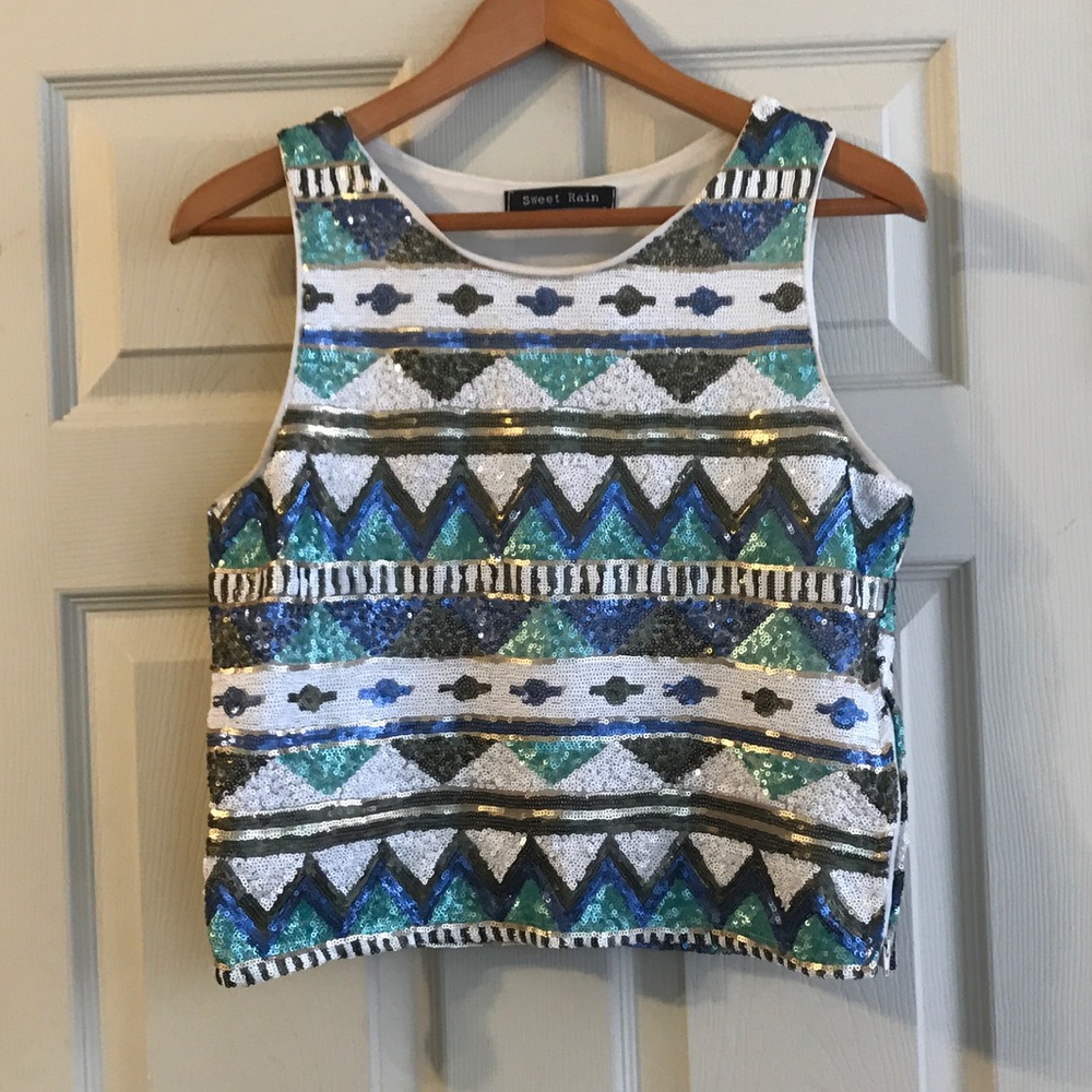 Sequin crop tank