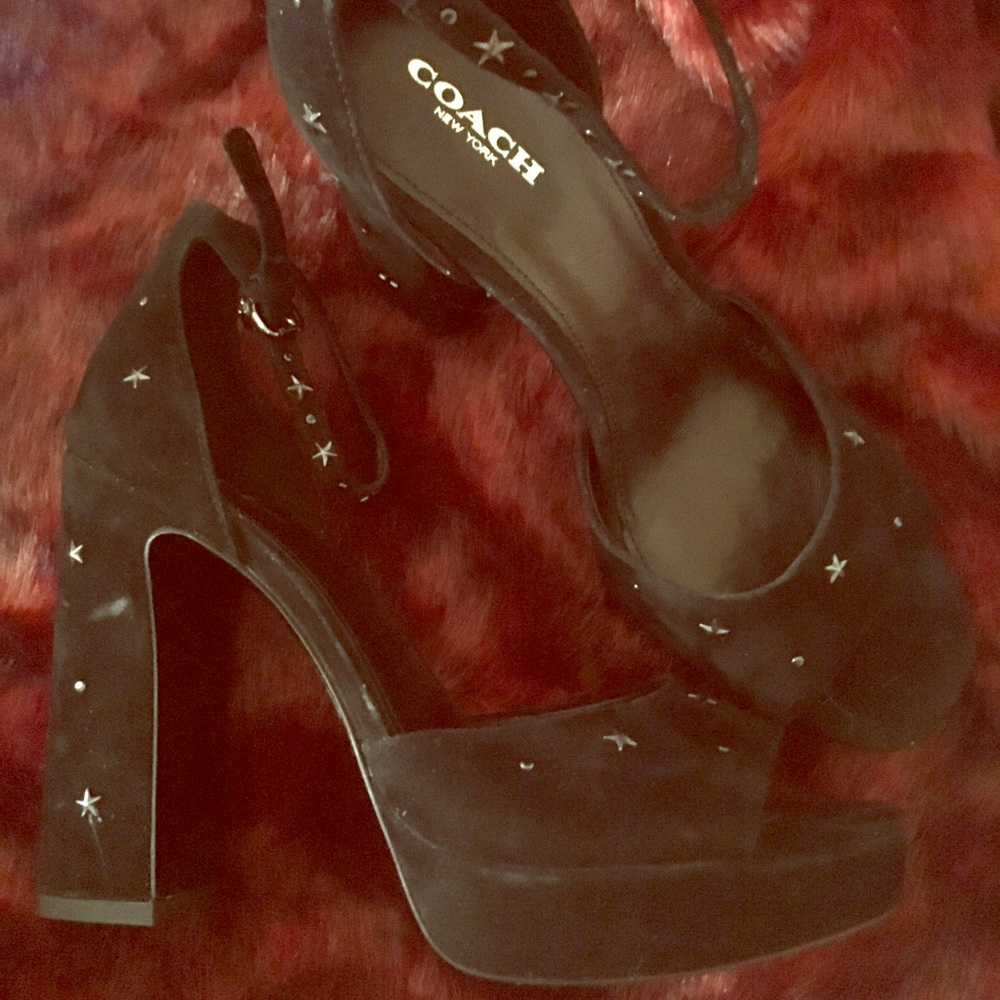 COACH Black Suede /Star Adorned Platforms