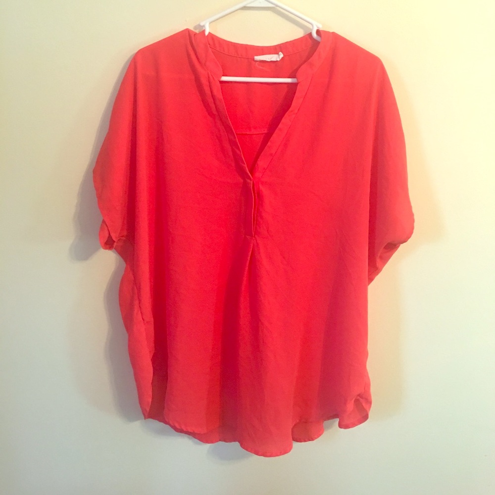 Lush bright coral blouse