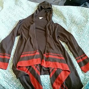 Max Studio Brown Orange hooded Cardigan