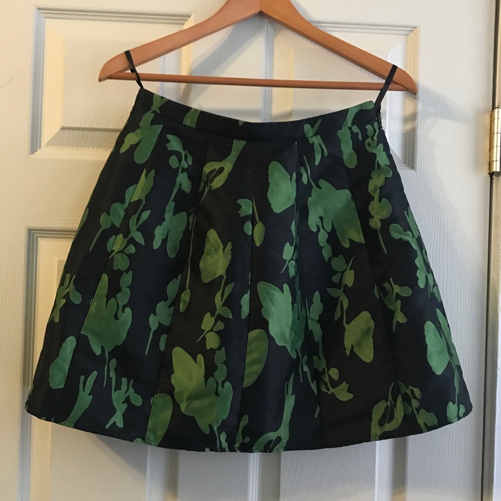 fab green and black print skirt