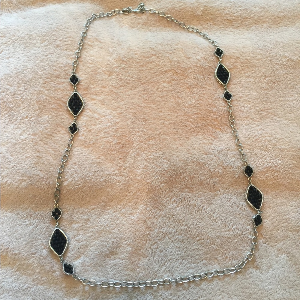 black and silver long necklace