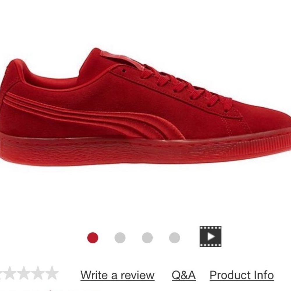 Solid Red Suede Puma Low Top Sneakers