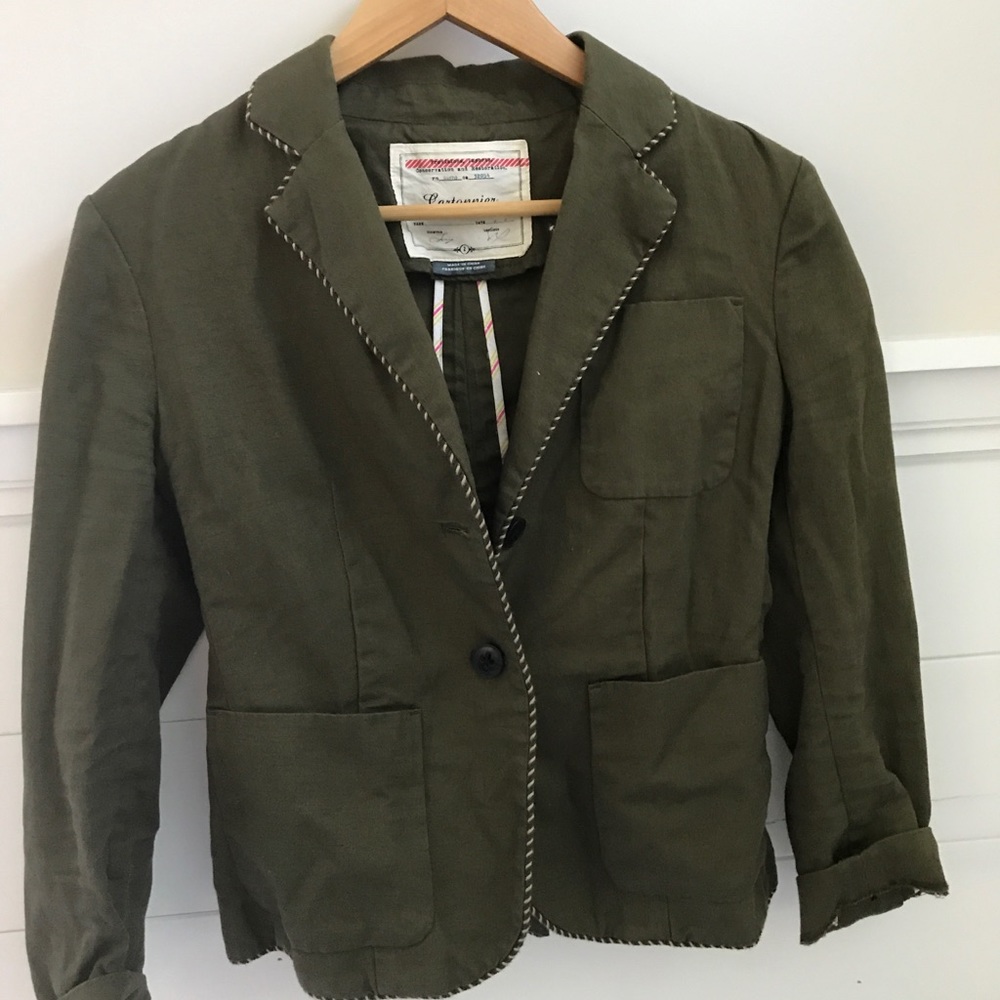 Olive green linen blazer