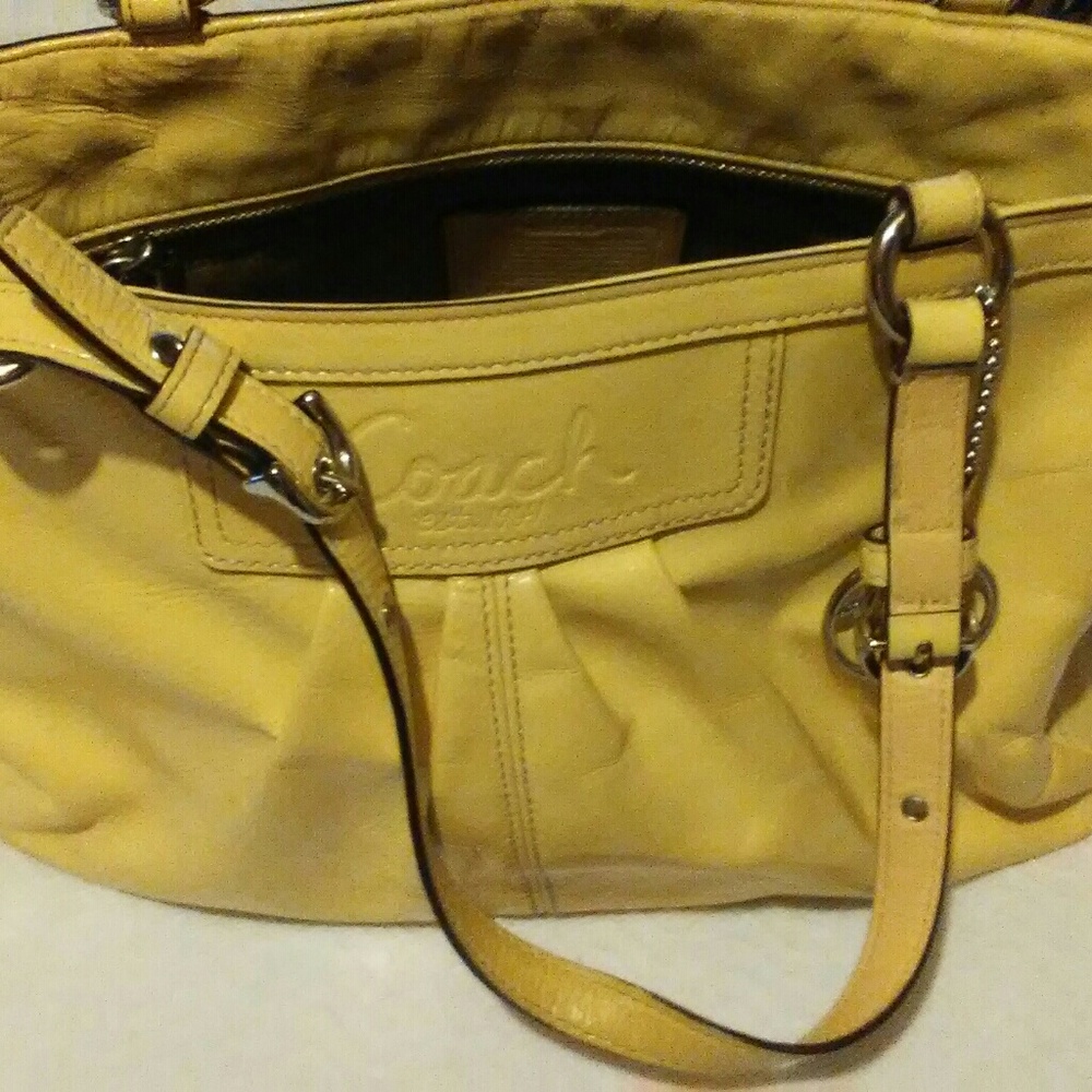 Coach Handbag Yellow Patent Leather