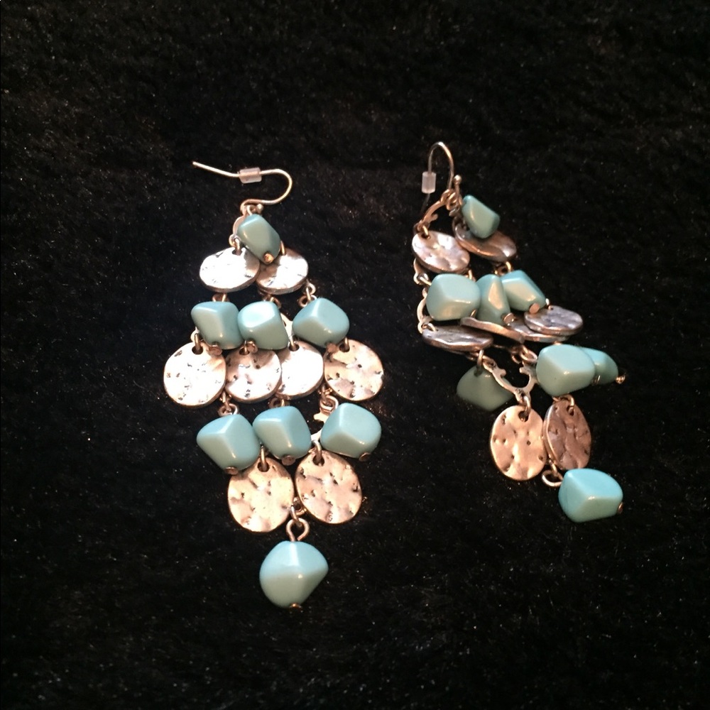 Turquoise and silver dangle earrings