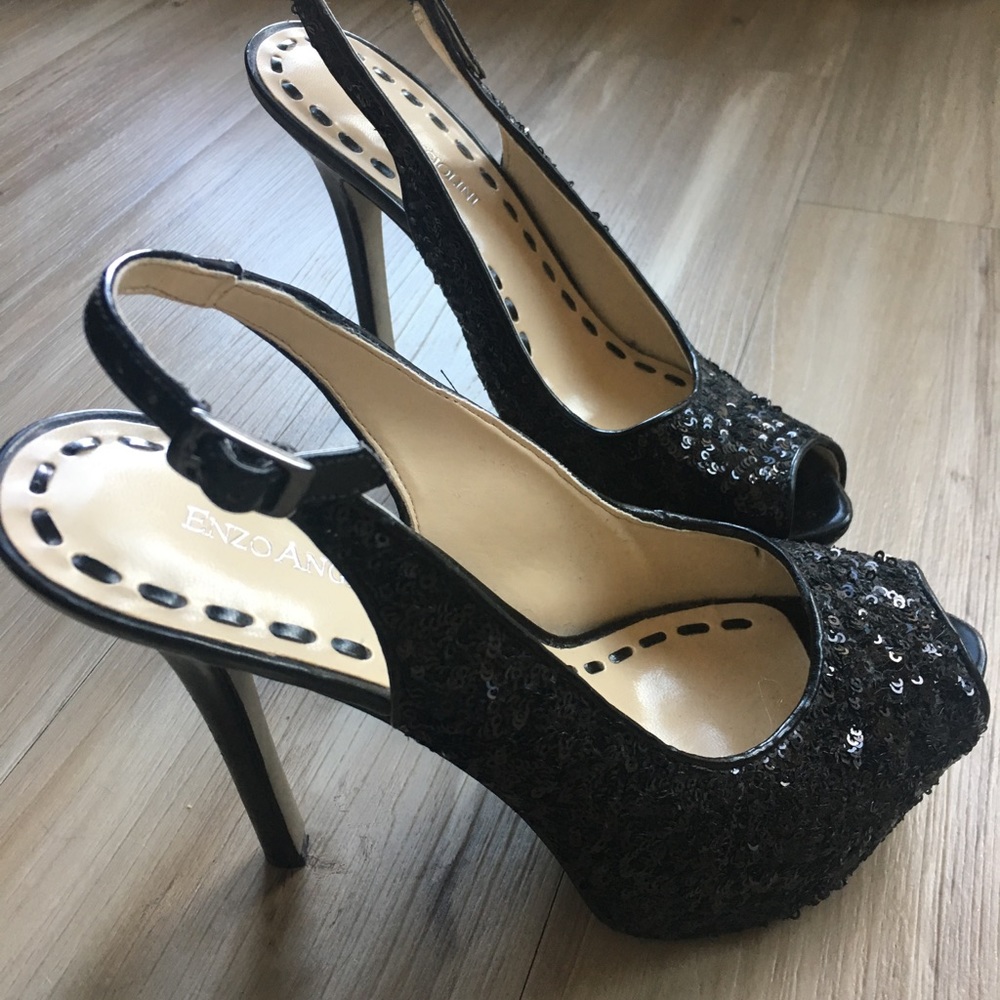 Sequin sling back heels