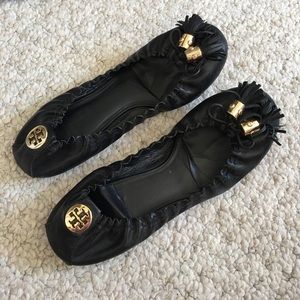 Tory Burch Black Tassel Flats "Reese" 7