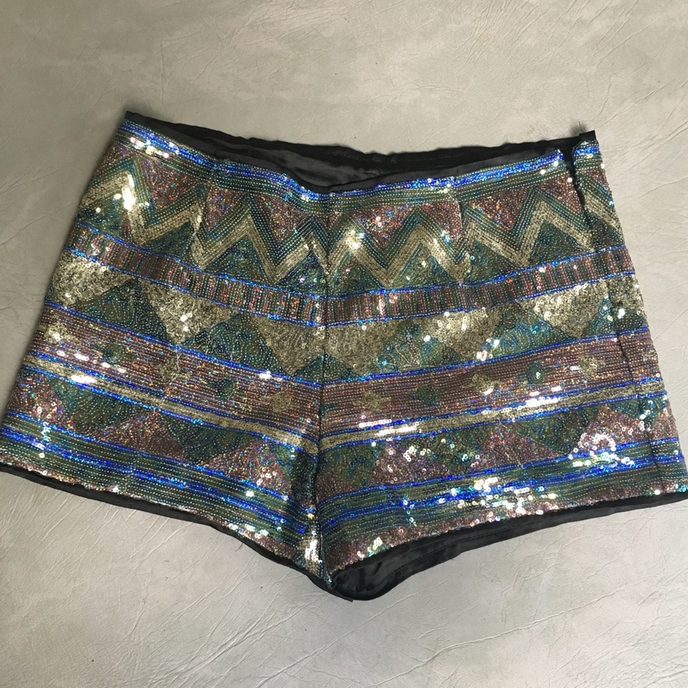 Sequence glittery multicolored shorts