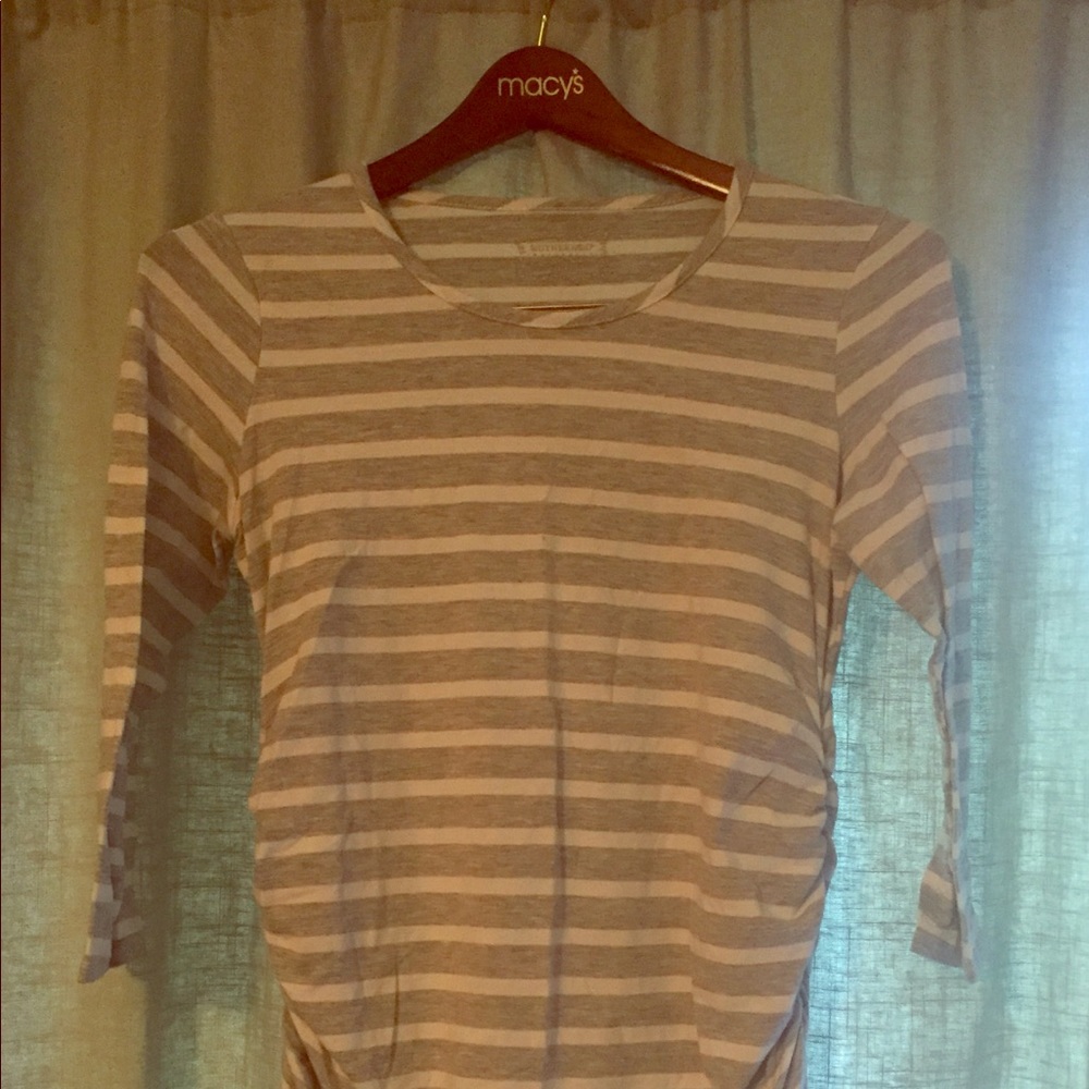 Grey and White striped Maternity Shirt