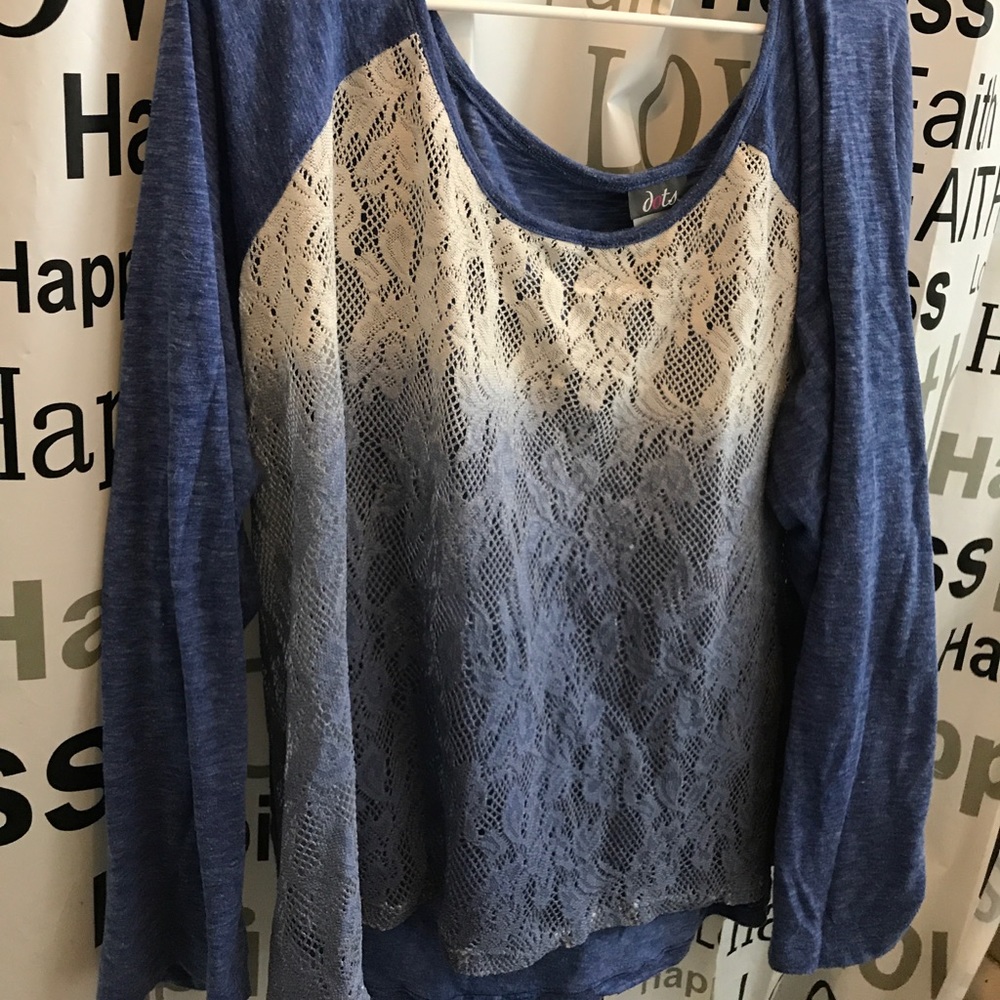 Cream and blue shirt 3x