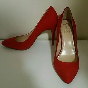 Red Jessica Simpson high heels