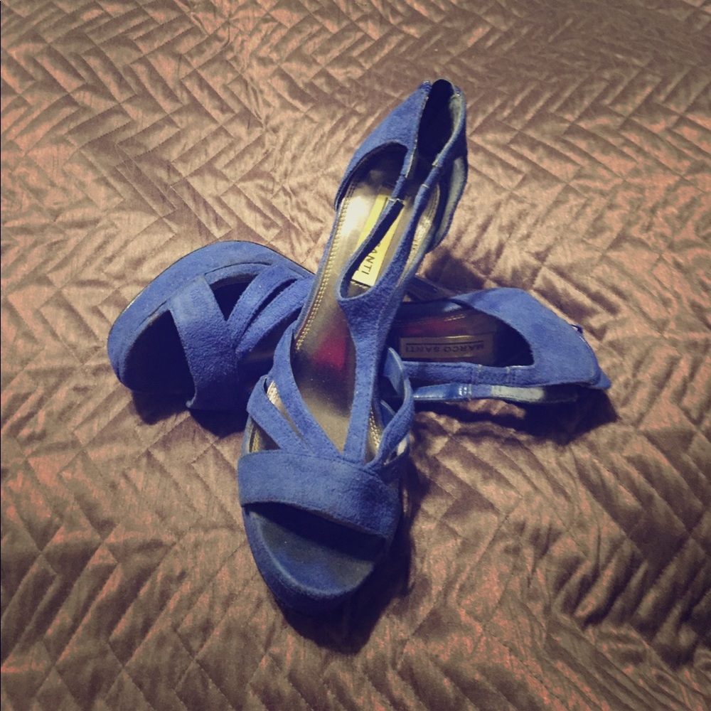 Blue platform sandals