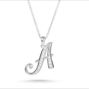 Sterling Silver Script Initial Necklace NWT