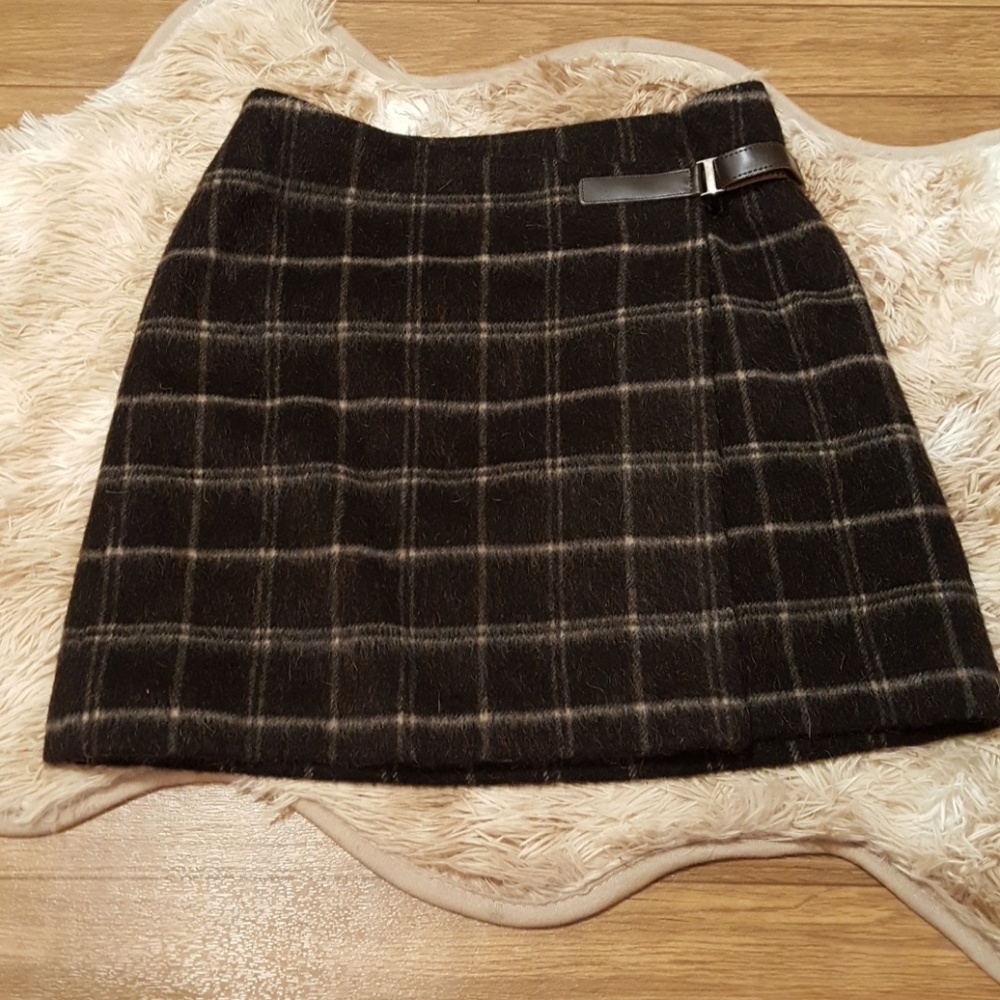 Jenne Maag Mohair & Wool Blend Plaid Wrap Skirt