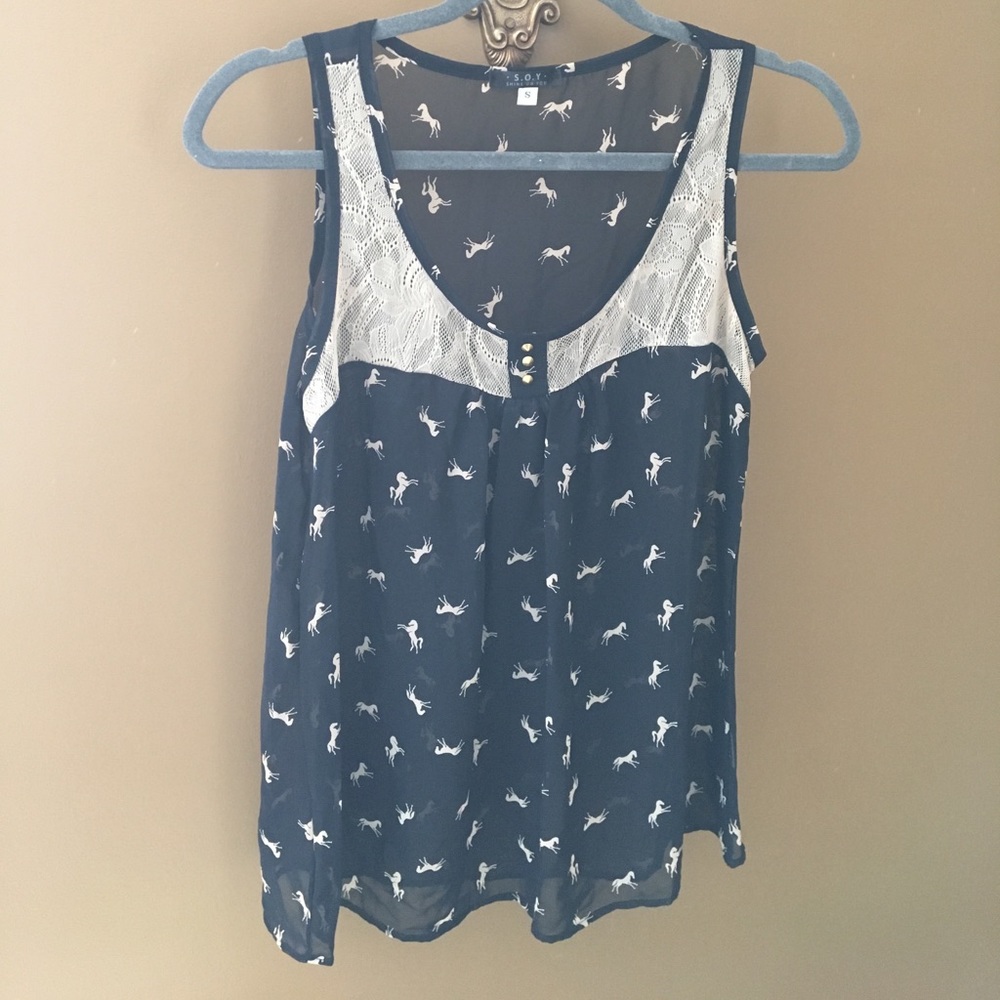 Horse print sheer tank