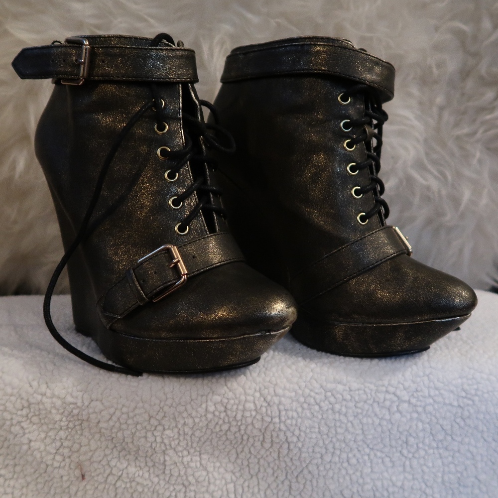 Gold Wedge Boots